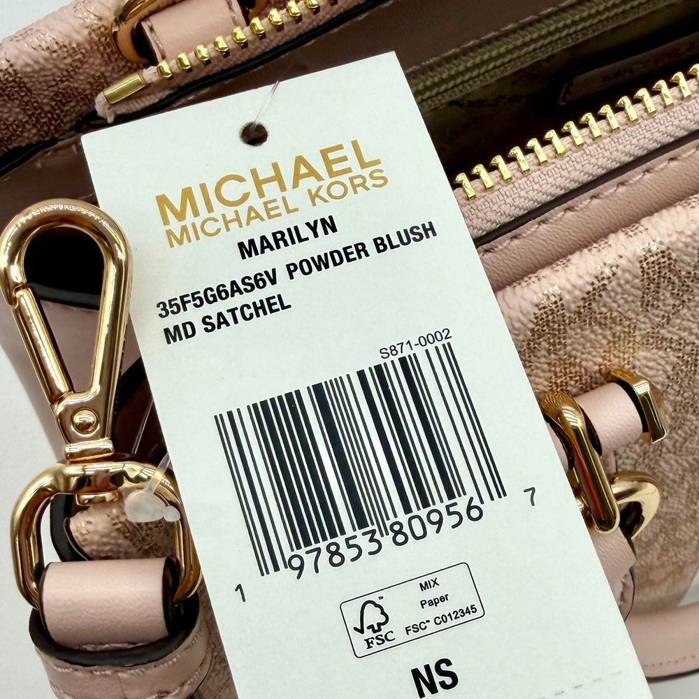 Michael Kors Blush Pink Signature Stripe Satchel - Picture 16 of 16
